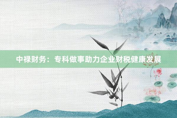 中禄财务：专科做事助力企业财税健康发展