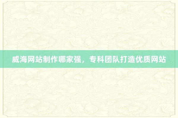 威海网站制作哪家强，专科团队打造优质网站